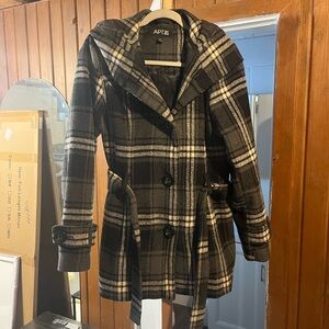 Apt. 9 Women's Dark Plaid Pea Coat